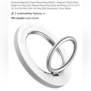 3/$30 - Lamicall White and Silver Phone Ring Holder - MagSafe Grip